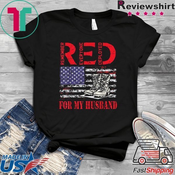 RED Friday For My Husband Army Military Wife US Flag Veteran Tee Shirt