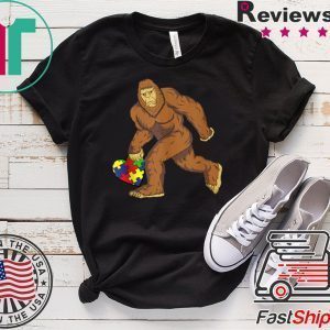 Autism Awareness Bigfoot Heart Puzzle Piece Tee Shirts