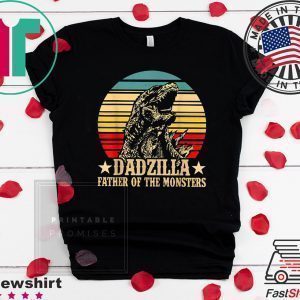 Dadzilla Father Of The Monsters Retro Vintage Sunset Tee Shirts