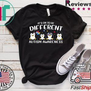 It’s OK To Be Different Cute Penguin World Autism Awareness Tee Shirts