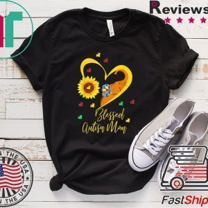 Sunflower Elephant Blessed Autism Mom Autism Awareness Tee Shirts