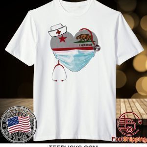 Nurse Heart mask California flag Tee Shirts