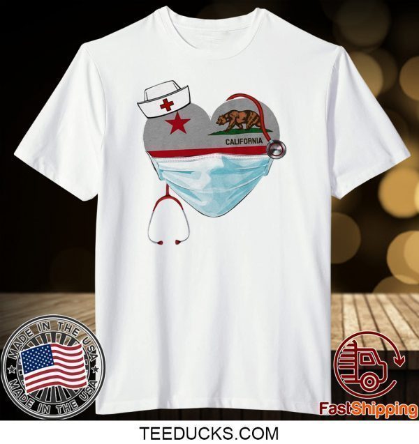 Nurse Heart mask California flag Tee Shirts