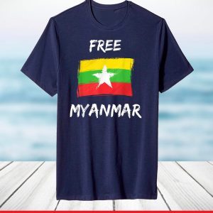 Free Myanmar NLD Flag Freedom Graphic Design T-Shirt