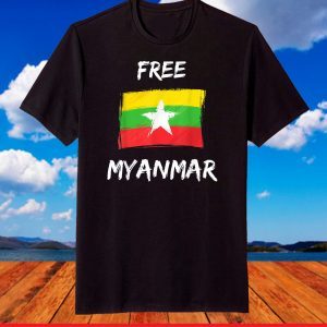 Free Myanmar NLD Flag Freedom Graphic Design T-Shirt