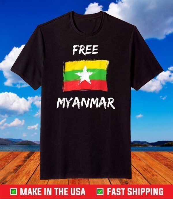 Free Myanmar NLD Flag Freedom Graphic Design T-Shirt