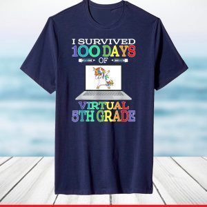 I Survived 100 Days Of Virtual 5th Grade Unicorn T-Shirt