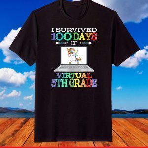 I Survived 100 Days Of Virtual 5th Grade Unicorn T-Shirt