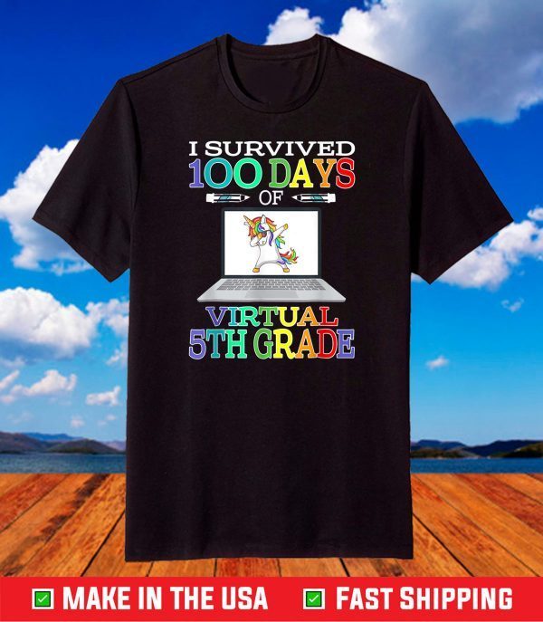 I Survived 100 Days Of Virtual 5th Grade Unicorn T-Shirt