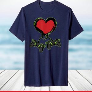 Valentines Boys Shirt Gamer Controller Heart T-Shirt