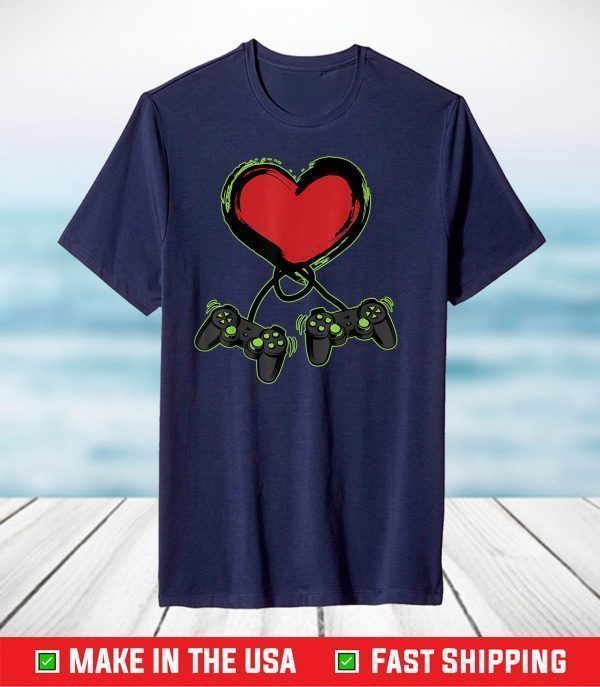 Valentines Boys Shirt Gamer Controller Heart T-Shirt