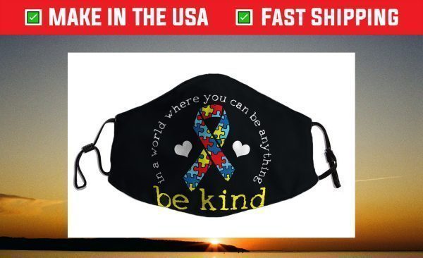 Autism Awareness Kindness Ribbon Heart Face Mask