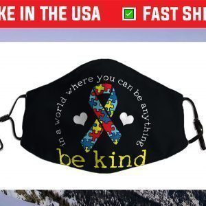 Autism Awareness Kindness Ribbon Heart Face Mask