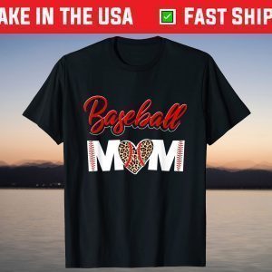 Baseball Softball Mom Leopard Funny Mother's Day 2021 Mum Dy T-Shirt