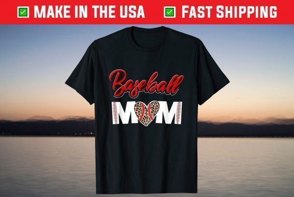 Baseball Softball Mom Leopard Funny Mother's Day 2021 Mum Dy T-Shirt