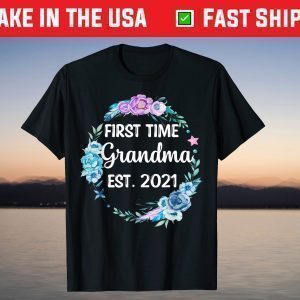 Boho First Time Grandma 2021 Floral Pregnancy Announcement T-Shirt