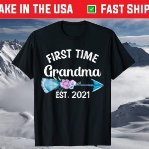 Boho First Time Grandma Est 2021 Pregnancy Announcement T-Shirt