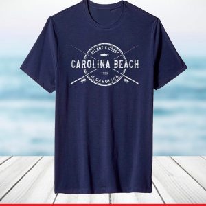 Carolina Beach NC Vintage Crossed Fishing Rods T-Shirt