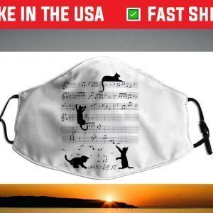 Cute Cat Kitty Playing Music Note Clef Musician Art Face Mask