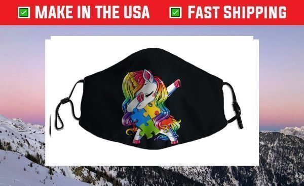 Dabbing Puzzle Unicorn Autism Awareness Day Supporters Face Mask