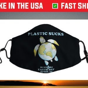 Earth Day 2021 Restore Earth Sea Turtle Art Plastic Sucks Face Mask