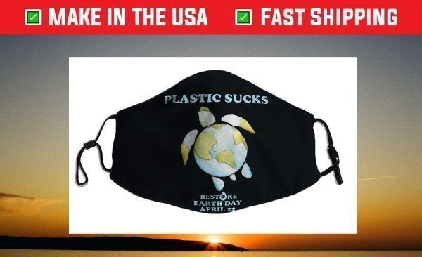 Earth Day 2021 Restore Earth Sea Turtle Art Plastic Sucks Face Mask