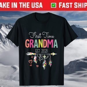 First Time Grandma Est 2021 Hippie Flower T-Shirt