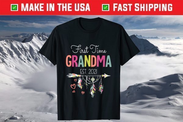 First Time Grandma Est 2021 Hippie Flower T-Shirt