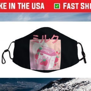 Funny Retro 90s Japanese Kawaii Strawberry Milk Shake Carton Face Mask