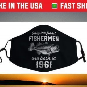 Gift for 60 Year Old Fishing Fisherman 1961 60th Birthday Face Mask