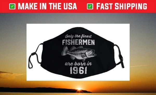 Gift for 60 Year Old Fishing Fisherman 1961 60th Birthday Face Mask