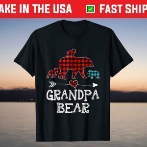 Grandpa Bear Christmas Pajama Red Plaid Buffalo Family T-Shirt