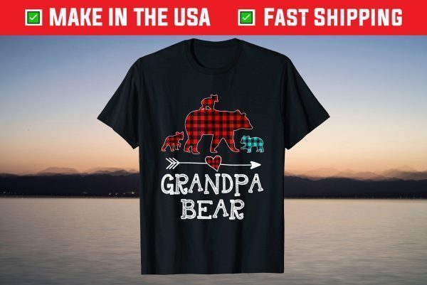 Grandpa Bear Christmas Pajama Red Plaid Buffalo Family T-Shirt