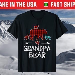 Grandpa Bear Christmas Pajama Red Plaid Buffalo Family T-Shirt