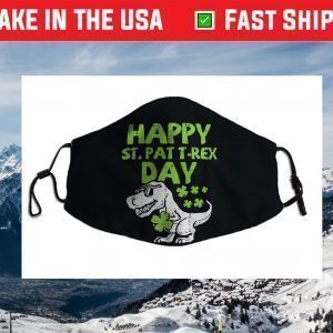 Kids Happy St Pat Trex Day Dino St Patricks Day Toddler Boys Face Mask