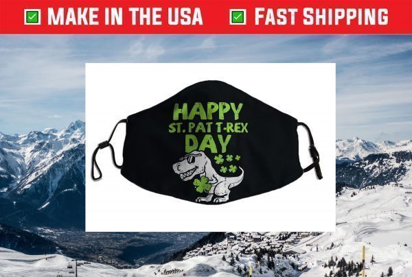 Kids Happy St Pat Trex Day Dino St Patricks Day Toddler Boys Face Mask