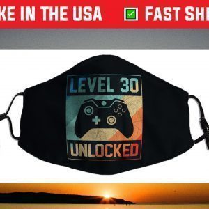 Level 30 Unlocked Shirt Video Gamer 30th Birthday Face Mask