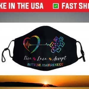 Live Love Accept Autism Awareness Tie Dye Autism Mom Face Mask
