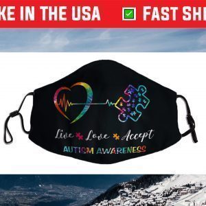 Live Love Accept Autism Awareness Tie Dye Autism Mom Face Mask