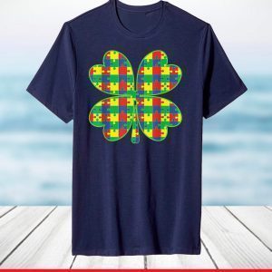 Lucky Autism Awareness Four Leaf Clover ASD Support T-Shirt