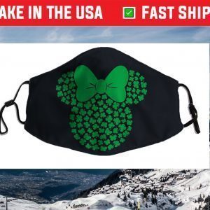 Minnie Mouse Icon Green Shamrocks St. Patrick's Day Face Mask