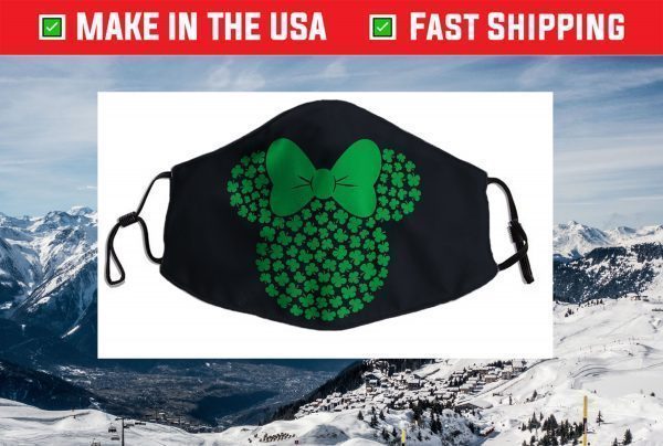 Minnie Mouse Icon Green Shamrocks St. Patrick's Day Face Mask