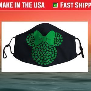 Minnie Mouse Icon Green Shamrocks St. Patrick's Day Face Mask