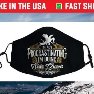 Not Procrastinating Side Quests Funny RPG Gamer Dragons Face Mask
