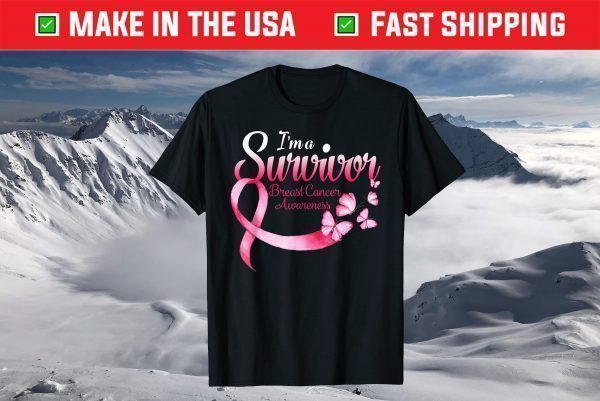 Pink Butterfly I'm A Survivor Breast Cancer Awareness T-Shirt