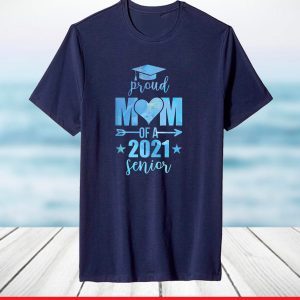 Proud Mom of a 2021 Senior Year School Graduation Watercolor T-Shirt