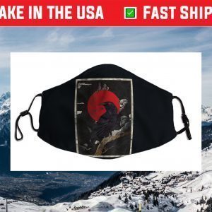 Red Moon Raven Graphic Black Crow Face Mask