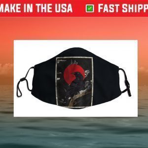 Red Moon Raven Graphic Black Crow Face Mask