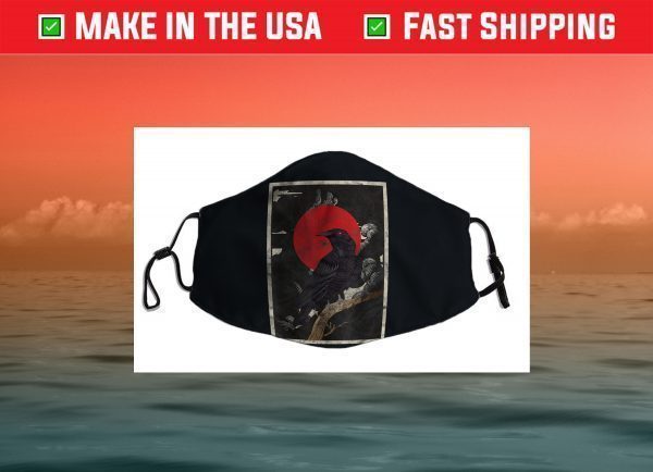 Red Moon Raven Graphic Black Crow Face Mask