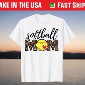 Softball Mom Leopard Funny Baseball Mom Mother's Day 2021 T-Shirt